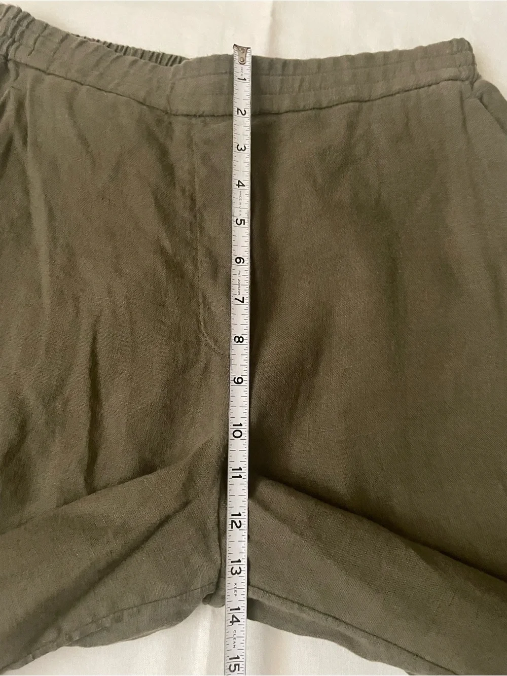 COS Olive Elastic Waist Wide Leg Cropped Linen Trousers